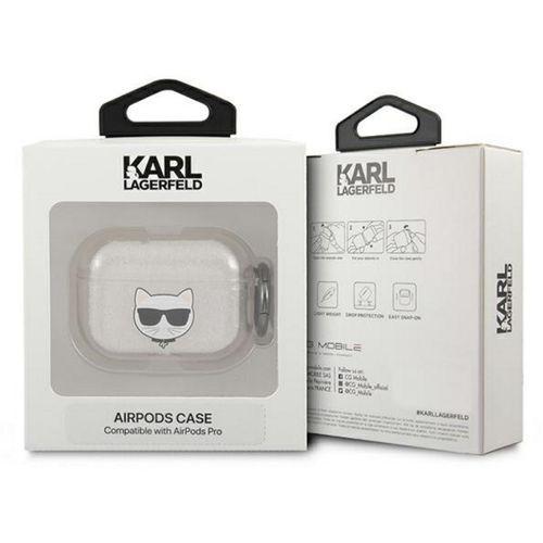 Karl Lagerfeld Futrola za Airpods Pro Silver Glitter Choupette slika 2