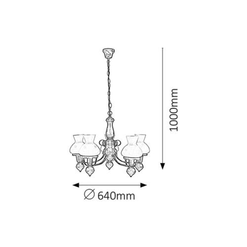 Rabalux Petronel luster E27, 5x60W, crna Klasična rasveta slika 2