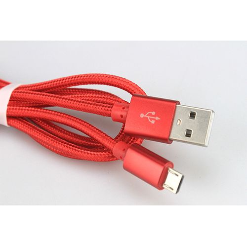 Xwave Kabl USB2.0 na Micro USB 1.2M,2A,aluminium,upleten,crveni slika 2