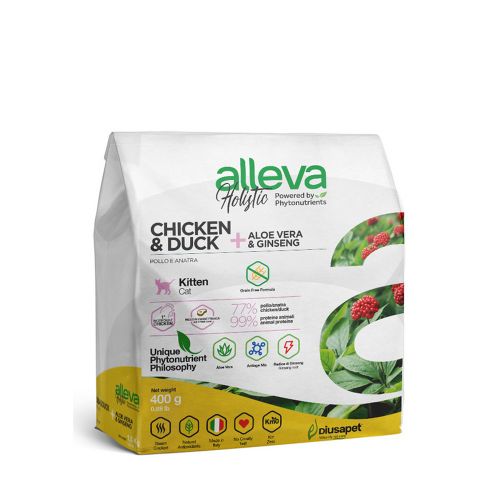 Alleva Holistic Kitten Chicken &amp; Duck + Aloe Vera &amp; Ginseng 400 g slika 1