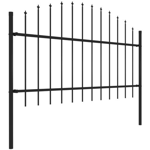 Vrtna ograda s ukrasnim kopljima (1-1,25) x 15,3 m čelična crna slika 3