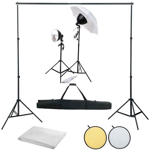 Fotografska oprema sa setom svjetiljki, pozadinom i reflektorom slika 1