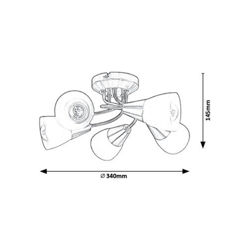 Rabalux Connor plafonska lampa, saten hrom/ opal staklo, E14 5X 40W slika 3