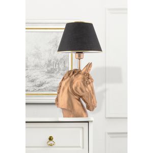 Stolna Lampa sa Motivom Crnog Konja i Zlatnom Postoljem