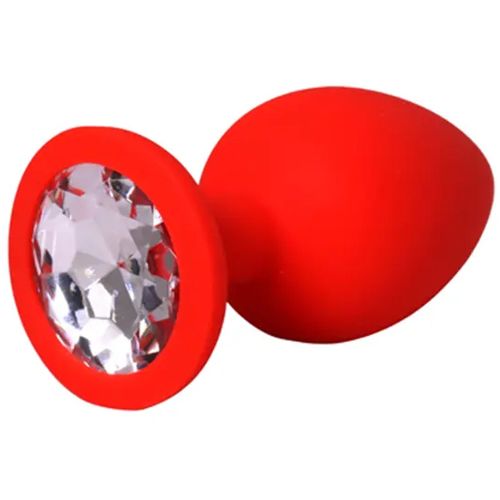 Srednji crveni silikonski analni dildo sa dijamantom slika 1