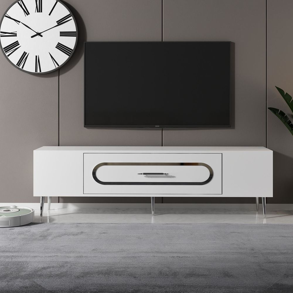 TV Stalak Dekop3 - Bijela i Srebrna slika 1