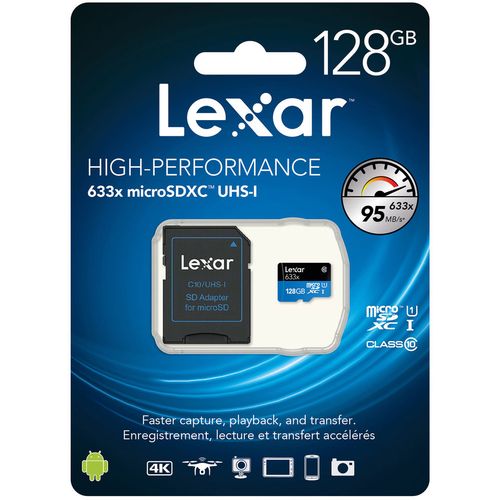 Lexar SD micro 128GB SDHC 633x UHS-I, 100MB/s read 45MB/s write C10 A1 V30 U3 slika 3