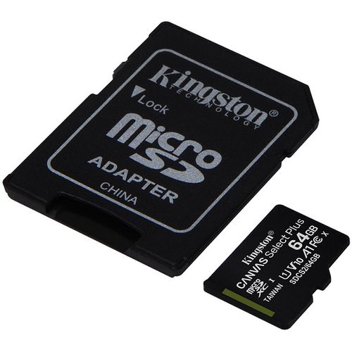 Kingston SDCS2/64GB MicroSD 64GB, Canvas Select Plus, Class 10 UHS-I U1 V10 A1, Read up to 100MB/s, w/SD adapter slika 2