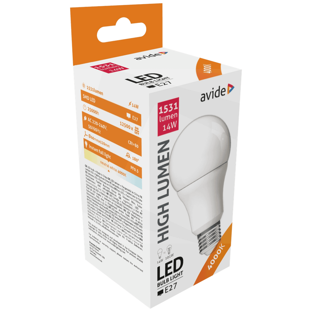Avide Sijalica, LED 14W, E27, 4000K, 230V AC, bijela svjetlost - Globe A60 14W E27 slika 2