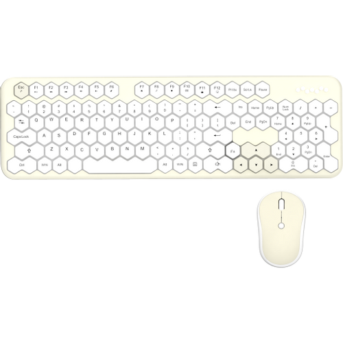 GEEZER WL HONEY COMB set tastatura i miš u ŽUTO/BELOJ boji slika 1