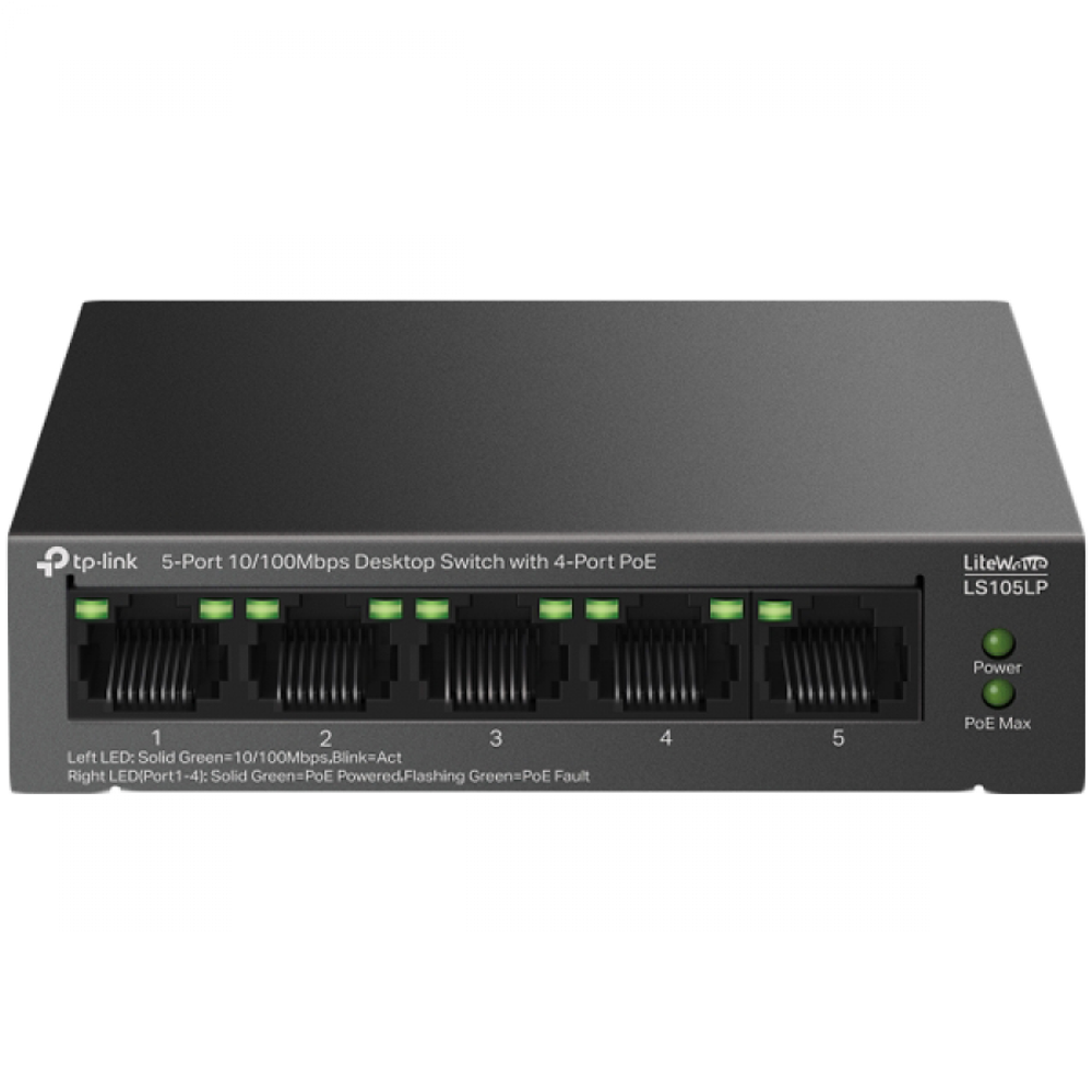 TP-Link LS105LP 5-Port 10/100 Mbps Desktop Switch s 4-Port PoE slika 1