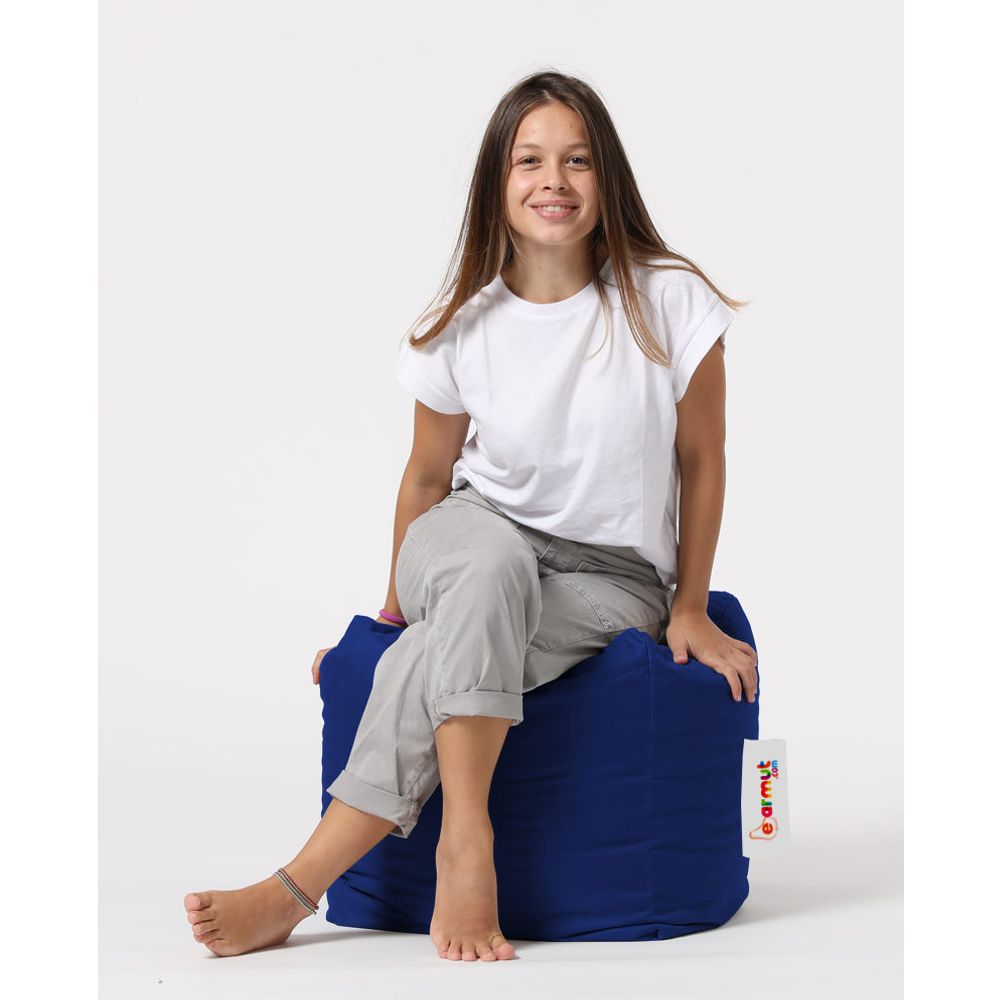 Plavi Kvadratni Puf - Blue Blue Garden Pouffe slika 4