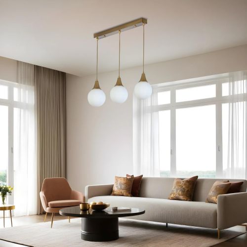 Afra 3 Lü Sıralı Eskitme Beyaz Camlı Sarkıt White
Gold Chandelier slika 1