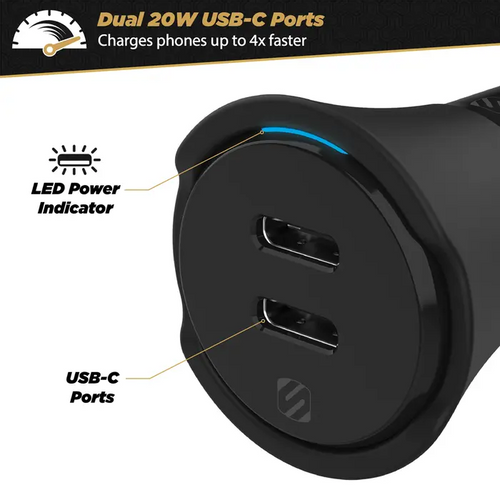 SCOSCHE, PowerVolt PD40, auto punjač, dual port 40W USB-C slika 5