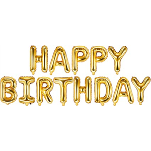 FB6M-019 Folijski balon Happy Birthday Zlatni 340x35cm