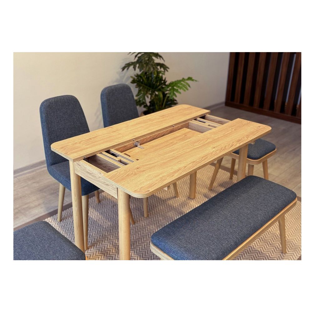 Vina Mini 03 1048 - Set Ekstenzibilnog Stola i Stolica (6 Komada) u Tamnoplavoj Hrasti slika 5