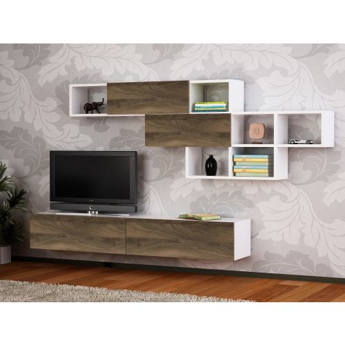 Woody Fashion TV jedinica, Bijela boja Orah, Aristo - White, Walnut slika 1