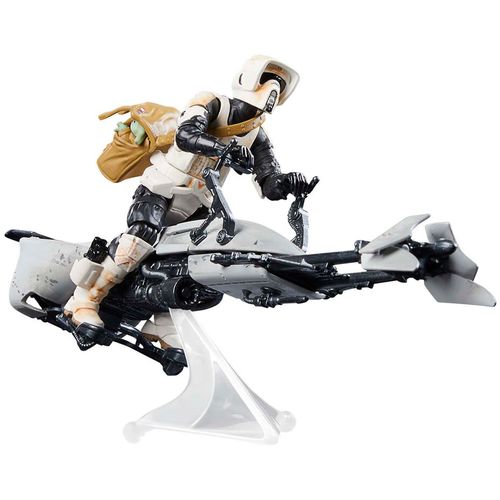 Star Wars the Mandalorian Speeder Bike Scout Trooper & Grogu figure 9cm slika 2