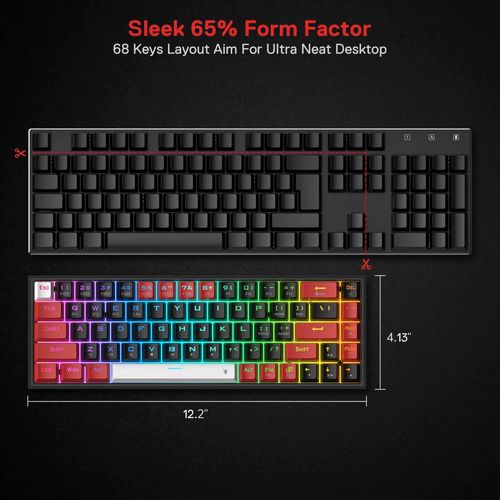 KEYBOARD - REDRAGON CASTOR K631RGB PRO WIRED/WIRELESS/BT MECHANICAL RED SWITCH slika 6