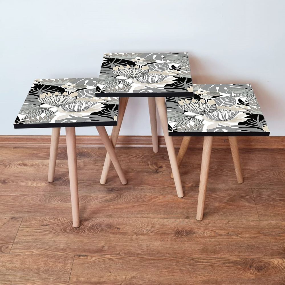 Nesting Table 3Shp213 - Set od 3 komada u bijeloj, crnoj i bež boji slika 1