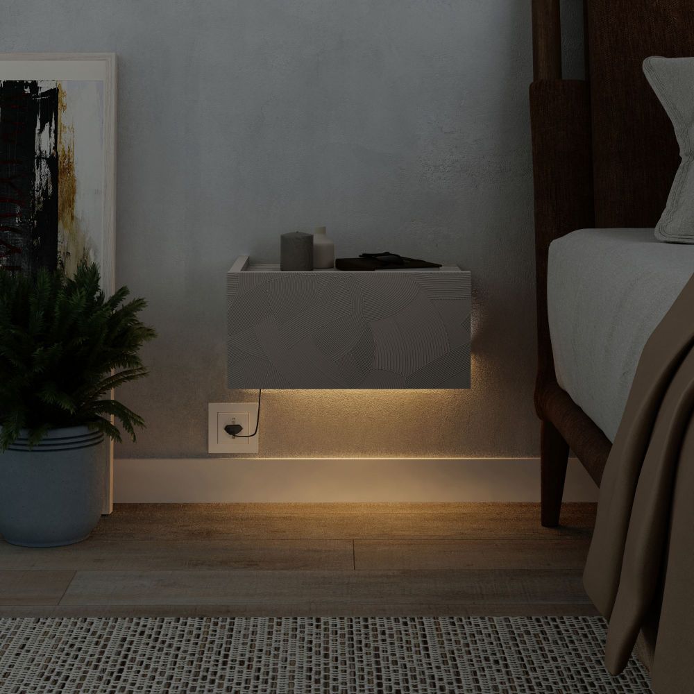 Noćni ormarić Onda LED - boje: pješčana, travertin slika 3
