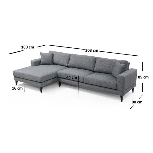 Atelier Del Sofa Kutna garnitura na razvlačenje, Tamno siva, Nordic Corner Left (Chl+3R) slika 11