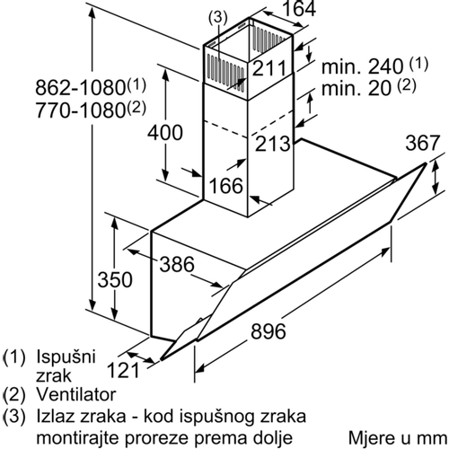 Bosch zidna napa DWK095G60 slika 8