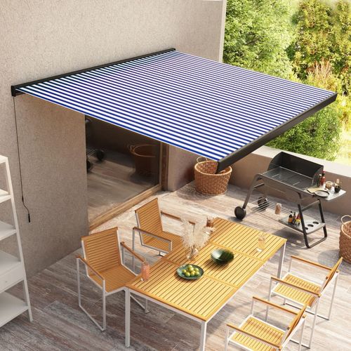 Kazetna tenda na ručno uvlačenje 350 x 250 cm plavo-bijela slika 19