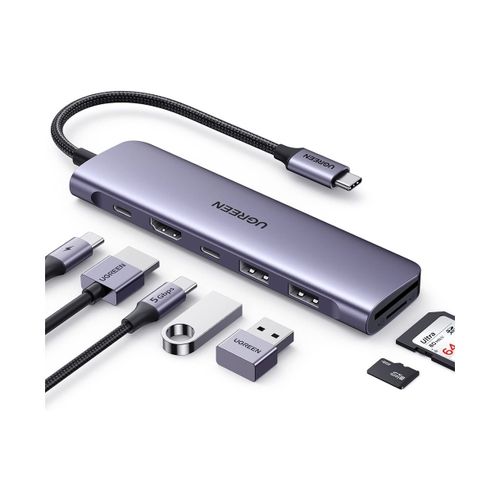 USB HUB UGREEN 7in1, USB-C na HDMI 4K, USB-C PD 100W, USB-C, 2x USB-A, čitač kartica SD/TF slika 1