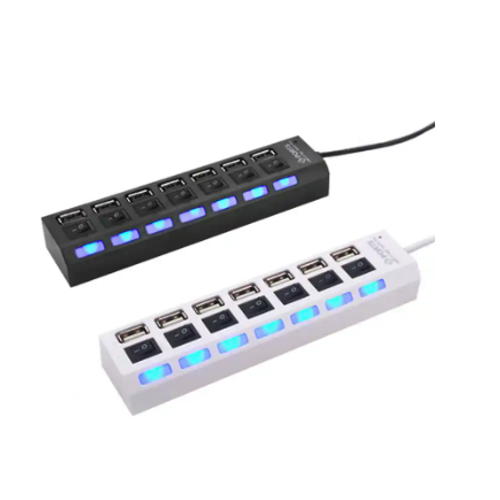 USB Hub 7 port Kettz KT-071B 2.0 Tip A Crni sa prekidačem i napajanjem slika 2