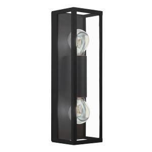 Eglo Amezola Zidna/Stropna Lampa, E27, IP44, Crna/Čelik/Staklo