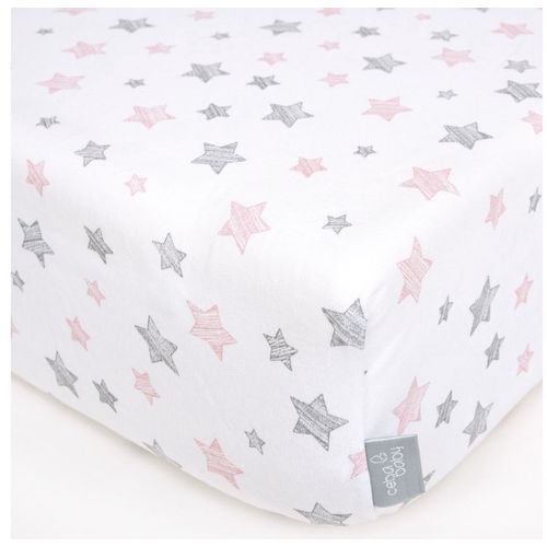Ceba Baby posteljina Jersey s elastičnom trakom(120x60) Pink Stars slika 2