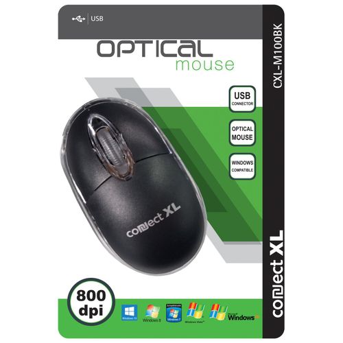 Connect XL Miš optički, 800dpi, USB, crna boja - CXL-M100BK slika 1