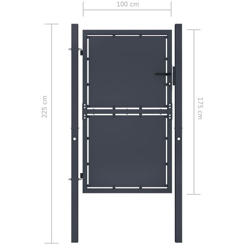 Vrtna vrata čelična 100 x 175 cm antracit slika 4