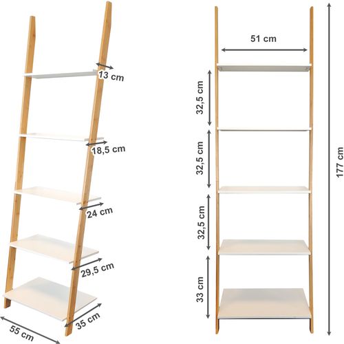 Moderna polica od bambusa ljestve bijela slika 5