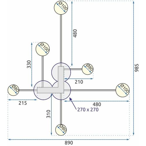 TOOLIGHT MODERNA STROPNA SVJETILKA CRNA 6 KRAKOVA LED APP521-6C slika 10