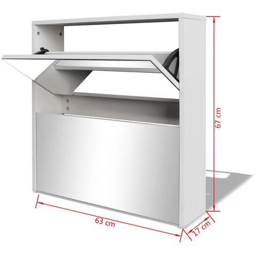 Ormarić za cipele sa Ogledalom Bijeli 63x17x67 cm slika 20