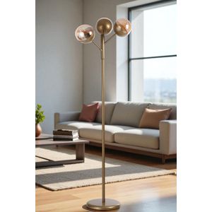 Opviq Podna lampa 319, med, crna