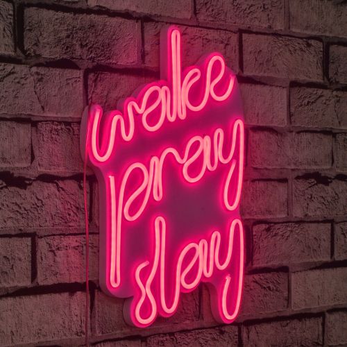 Wallity Ukrasna plastična LED rasvjeta, Wake Pray Slay - Pink slika 9