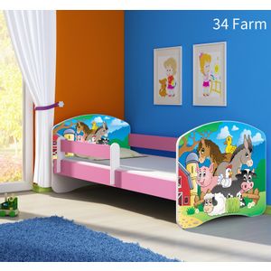 Dječji krevet ACMA s motivom, bočna roza 180x80 cm 34-farm