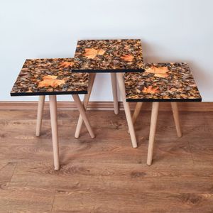 Nesting Table 3Shp22 - Set od 3 Stola u Boji Kamila i Braon