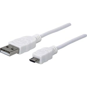 Manhattan USB kabel USB 2.0 USB-A utikač, USB-Micro-B utikač 1.00 m bijela UL certificiran 323987