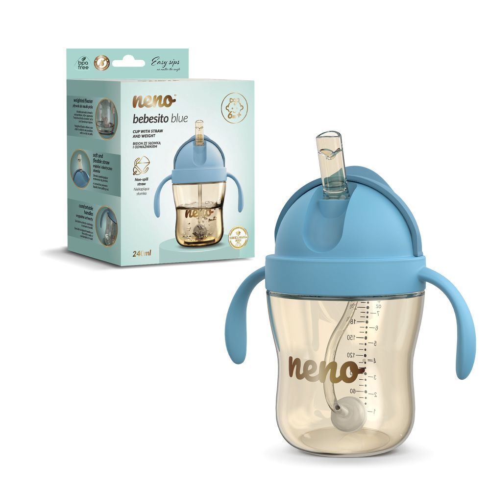 NENO BEBESITO bočica sa slamkom 240 ml, plava slika 8
