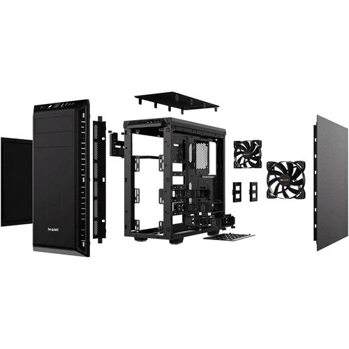 be quiet! BG021 PURE BASE 600 Black, MB compatibility: ATX, M-ATX, Mini-ITX, Two pre-installed Pure Wings 2 fans, Water cooling optimized with adjustable top cover vent (up to 360mm) slika 4