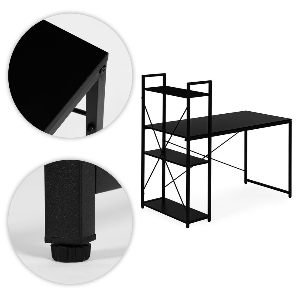 ModernHome uredski stol 120 × 60 cm s policom i 3 police – crni slika 7