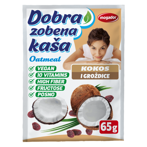 Dobra zobena kaša 65g kokos - grožđice      slika 1