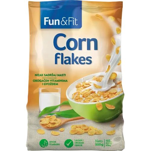 Fun&Fit corn flakes 500g - traditional slika 1