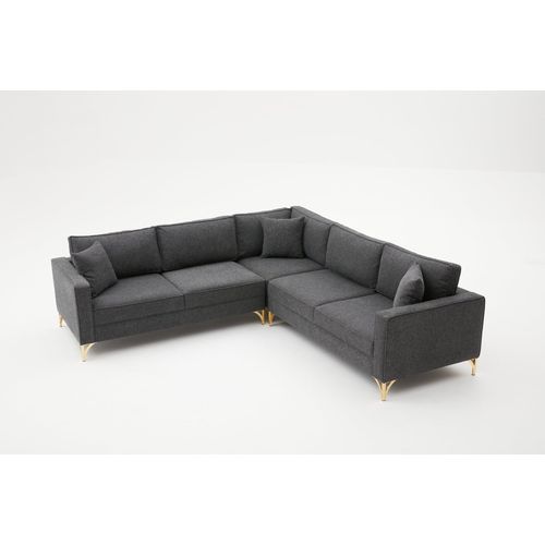 Atelier Del Sofa Kutna garnitura, Antracit Zlato, Berlin - Anthracite, Gold slika 6