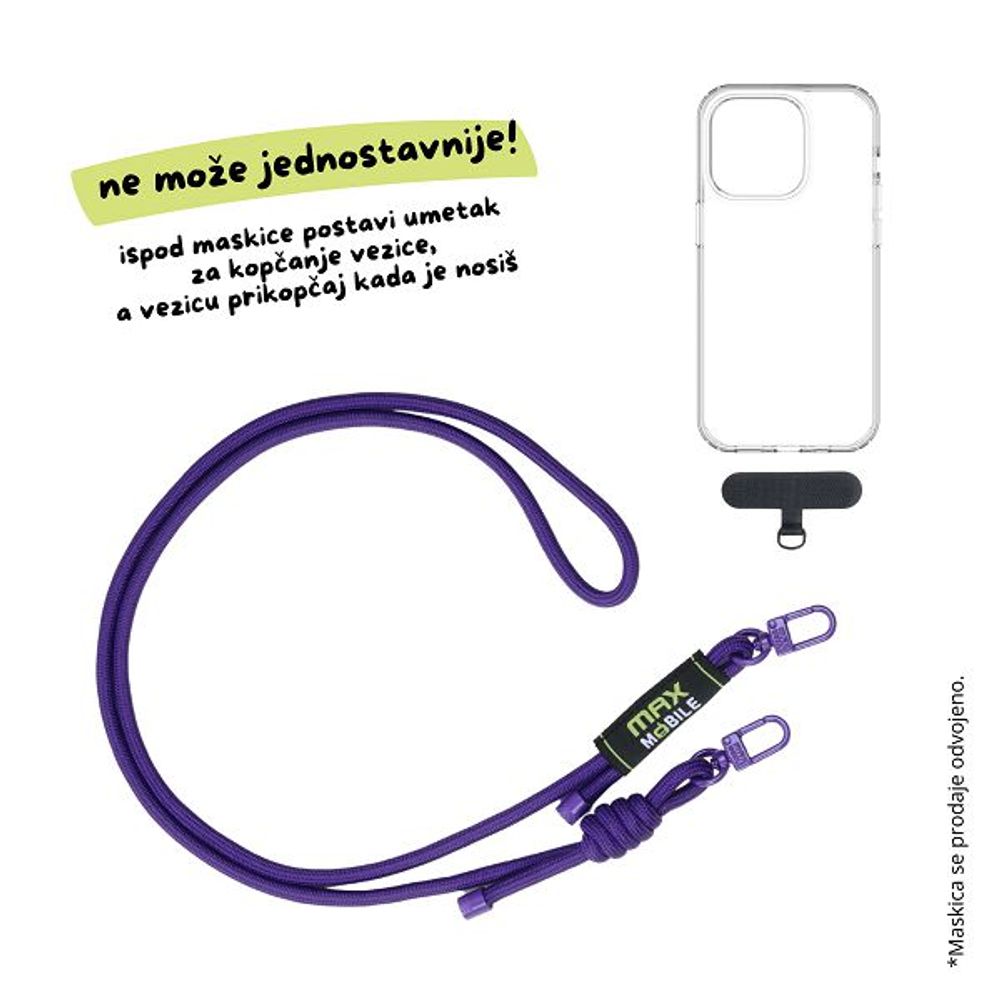 MAXMOBILE VEZICA ZA MOBITEL 6mm Ljubičasta slika 3