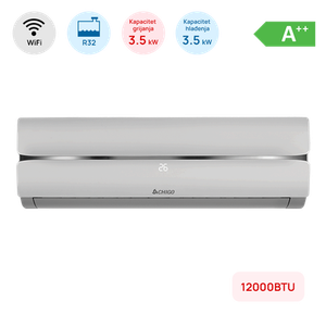 Klima Chigo 12000BTU, 3.5kW, A++, R32, -25°C ~ 50°C, s grijačem, WiFi, siva